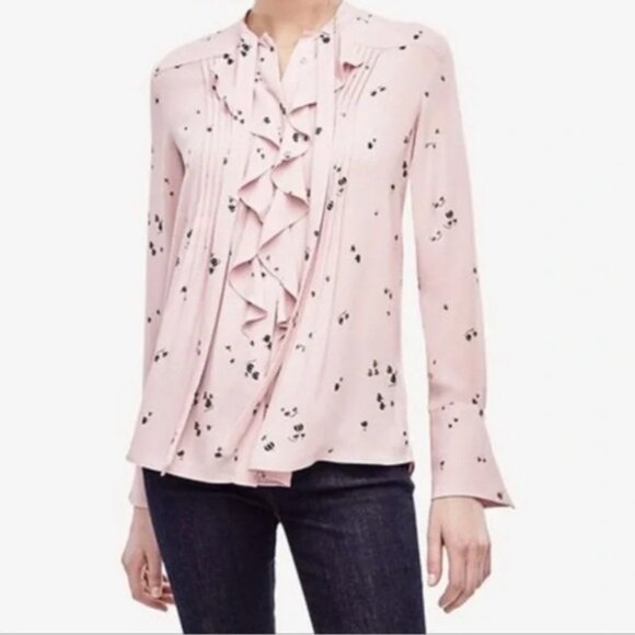 Ann Taylor Pink Ruffled Long Sleeve Blouse - Picture 3 of 3